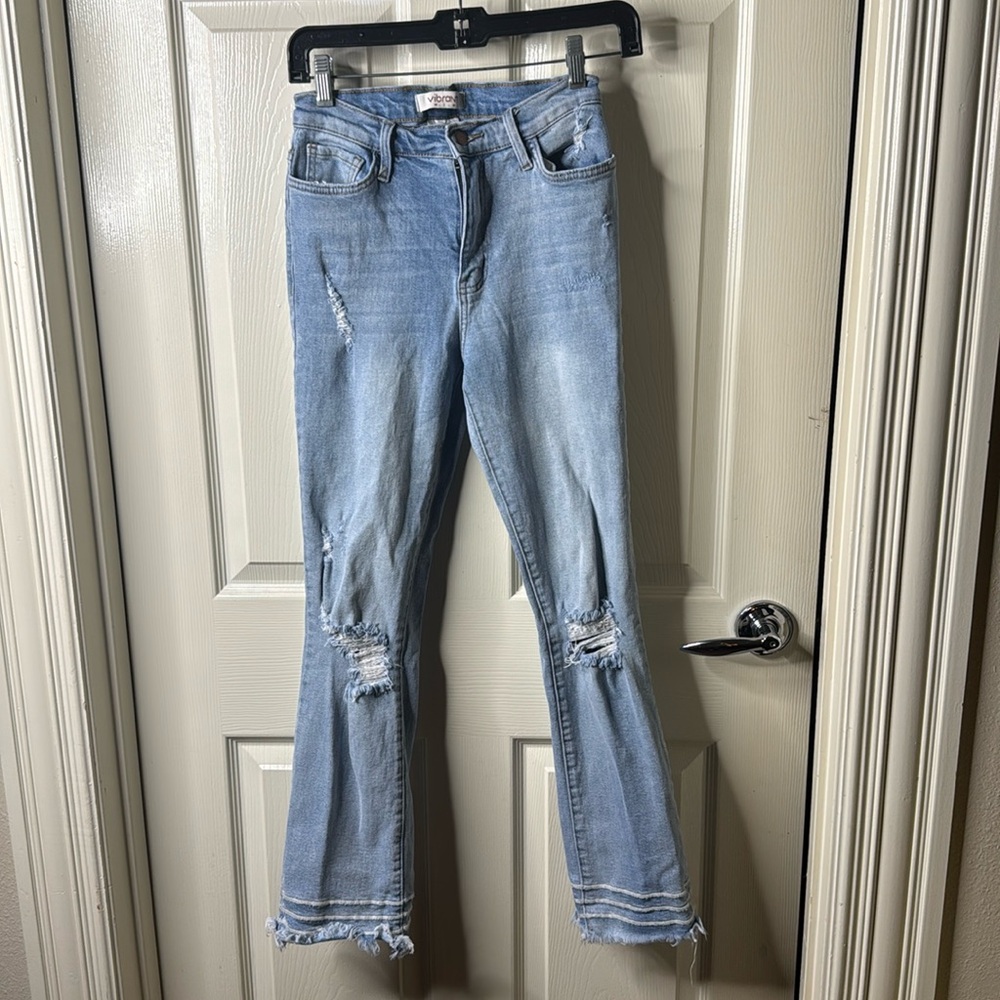 Boot cut/flare distress jeans